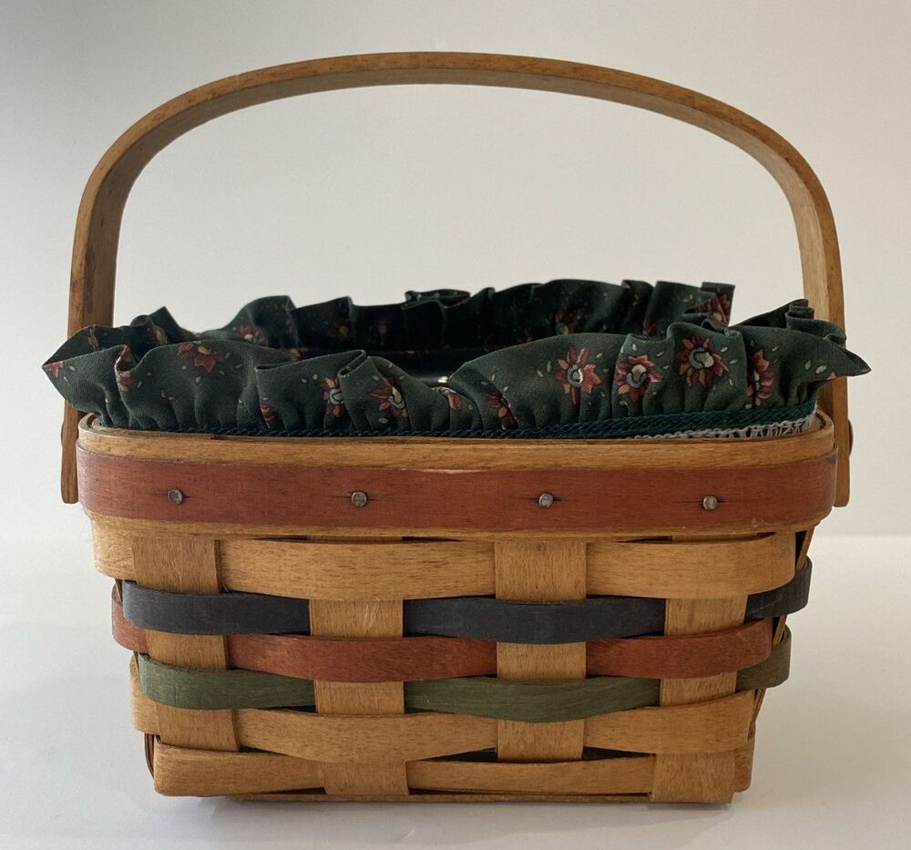 Longaberger Basket 1991 Shades of Autumn Acorn Liner Protector Swing Handle - Picture 2 of 13